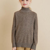 Girls 100% Merino Wool Sweater 2025 Fall Winter Kids Solid Mock Neck Warm Soft Long Sleeve Knit Pullover Jumper