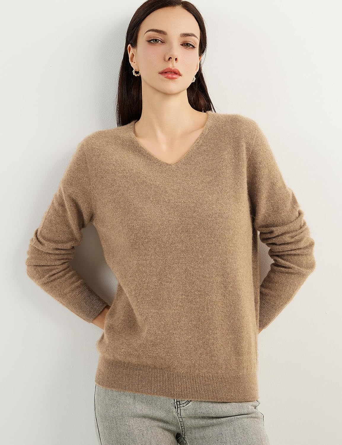 Chanyarn 100% Pure Cashmere Women's Sweater V-Neck Long Sleeve 2025 Fall Winter Warm Soft Knit Pullover