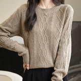 CHanyarn Women's Crew Neck 100% Micchiale in lana merino 2025 inverno casual casual vintage morbida a maniche lunghe a maniche lunghe maglione