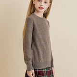 Chanyarn Girls 100% Merino Wool Sweater 2025 Fall Winter Kids Solid Crew Neck Warm Soft Long Sleeve Knit Pullover Jumper