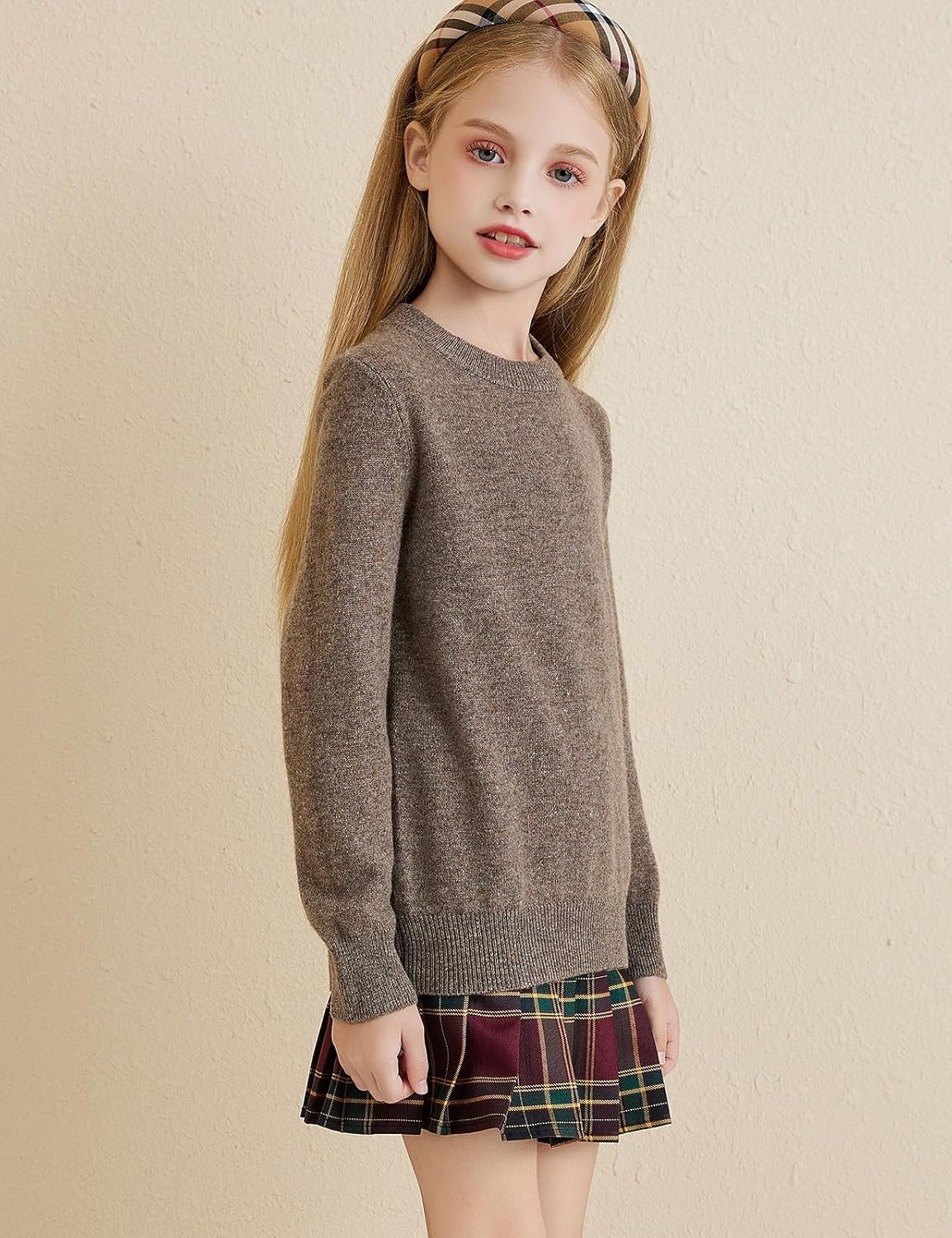Chanyarn Girls 100% Merino Wool Sweater 2025 Fall Winter Kids Solid Crew Neck Warm Soft Long Sleeve Knit Pullover Jumper