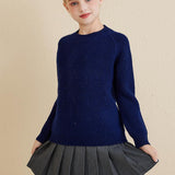 Girls Crew Neck 100% Merino Wool Sweater 2025 Fall Winter Kids Warm Soft Long Sleeve Knitted Pullover Sweater
