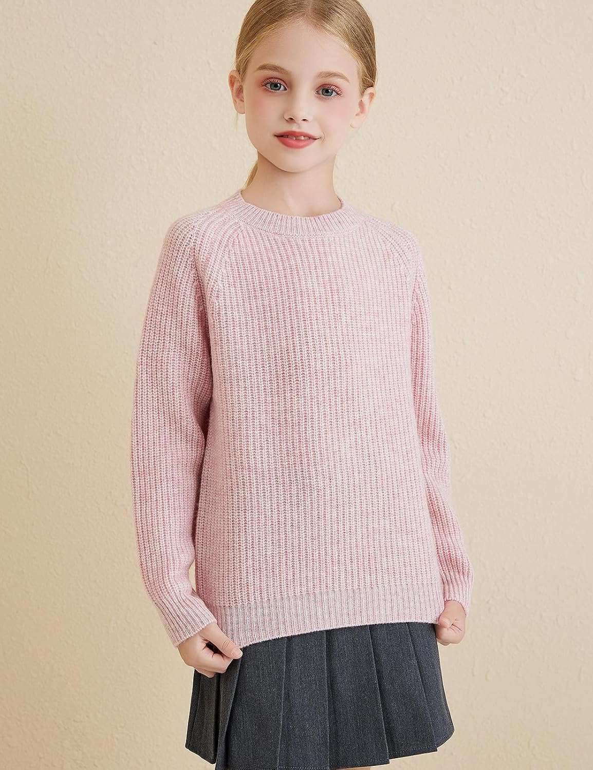 Girls Crew Neck 100% Merino Wool Sweater 2025 Fall Winter Kids Warm Soft Long Sleeve Knitted Pullover Sweater