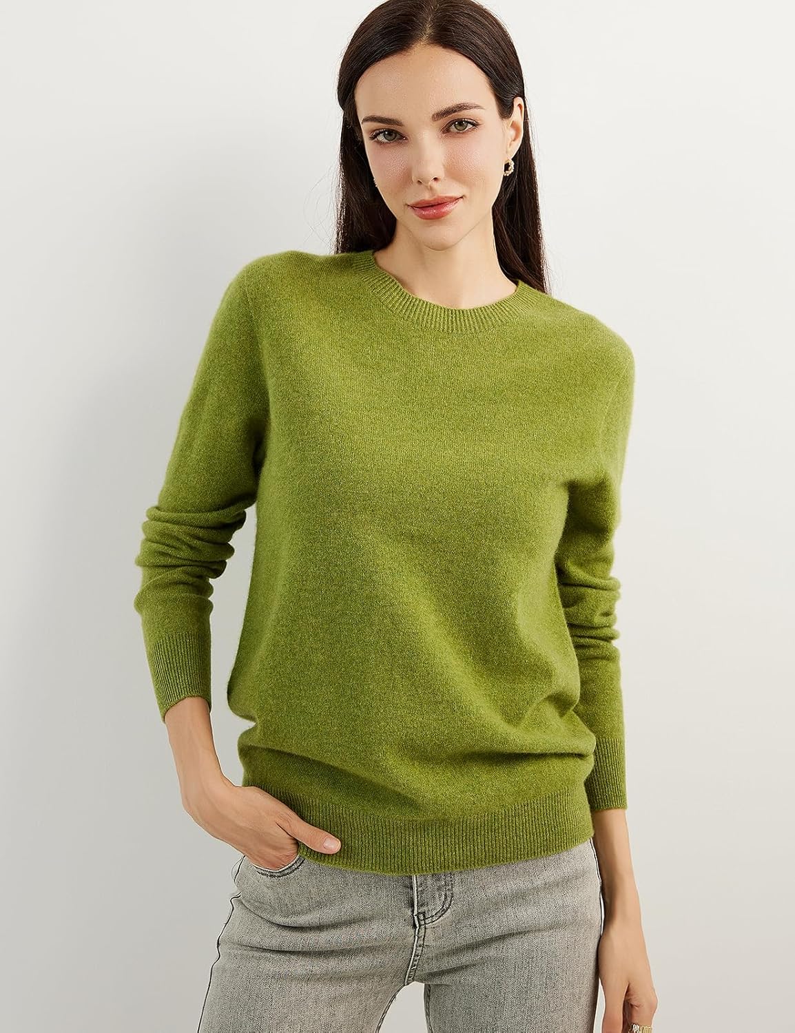 Women's 100% Pure Cashmere Sweater 2025 Fall Winter Crew Neck Long Sleeve Warm Soft Knitted Pullover