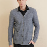 Men's 100% Merino Wool Cardigan Sweater 2025 Fall Winter Casual V Neck Warm Soft Long Sleeve Knitted Sweater