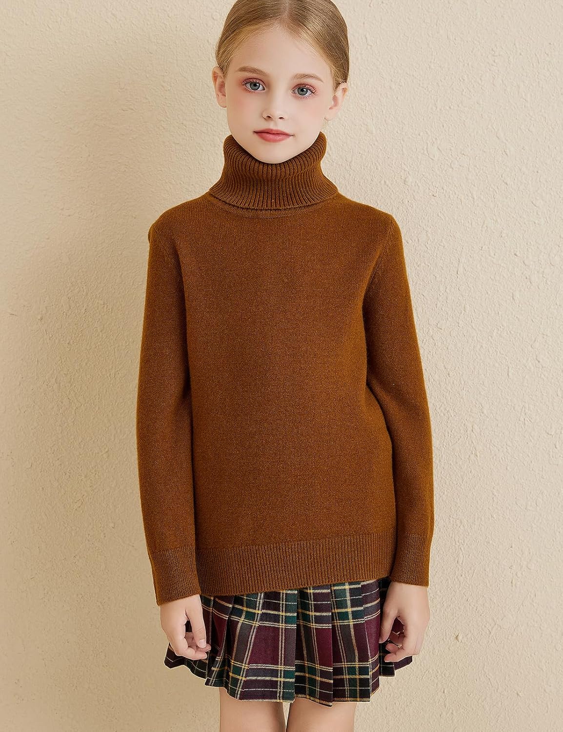 Chanyarn Girls 100% Merino Wool Sweater 2025 Fall Winter Kids Solid Crew Neck Warm Soft Long Sleeve Knit Pullover Jumper