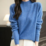 Chanyarn Women's 100% Merino Wool Seamless Sweater Mock Neck First-Line Ready to Wear Long Sleeve Knitted Pullover Tops