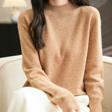 Chanyarn Women's 100% Merino Wool Seamless Sweater Mock Neck First-Line Ready to Wear Long Sleeve Knitted Pullover Tops