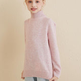 Girls 100% Merino Wool Sweater 2025 Fall Winter Kids Solid Mock Neck Warm Soft Long Sleeve Knit Pullover Jumper