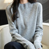 Chanyarn Women's 100% Merino Wool Seamless Sweater Mock Neck First-Line Ready to Wear Long Sleeve Knitted Pullover Tops