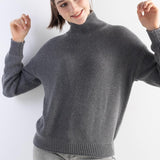 Women's Merino Wool Blend Sweater 2025 Fall Winter Mock Neck Loose Fit Long Sleeve Knit Pullover Sweater