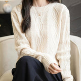 CHanyarn Women's Crew Neck 100% Micchiale in lana merino 2025 inverno casual casual vintage morbida a maniche lunghe a maniche lunghe maglione