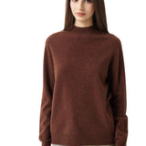 30% Cashmere 70% Merino Wool Seamless Mock Neck Sweater