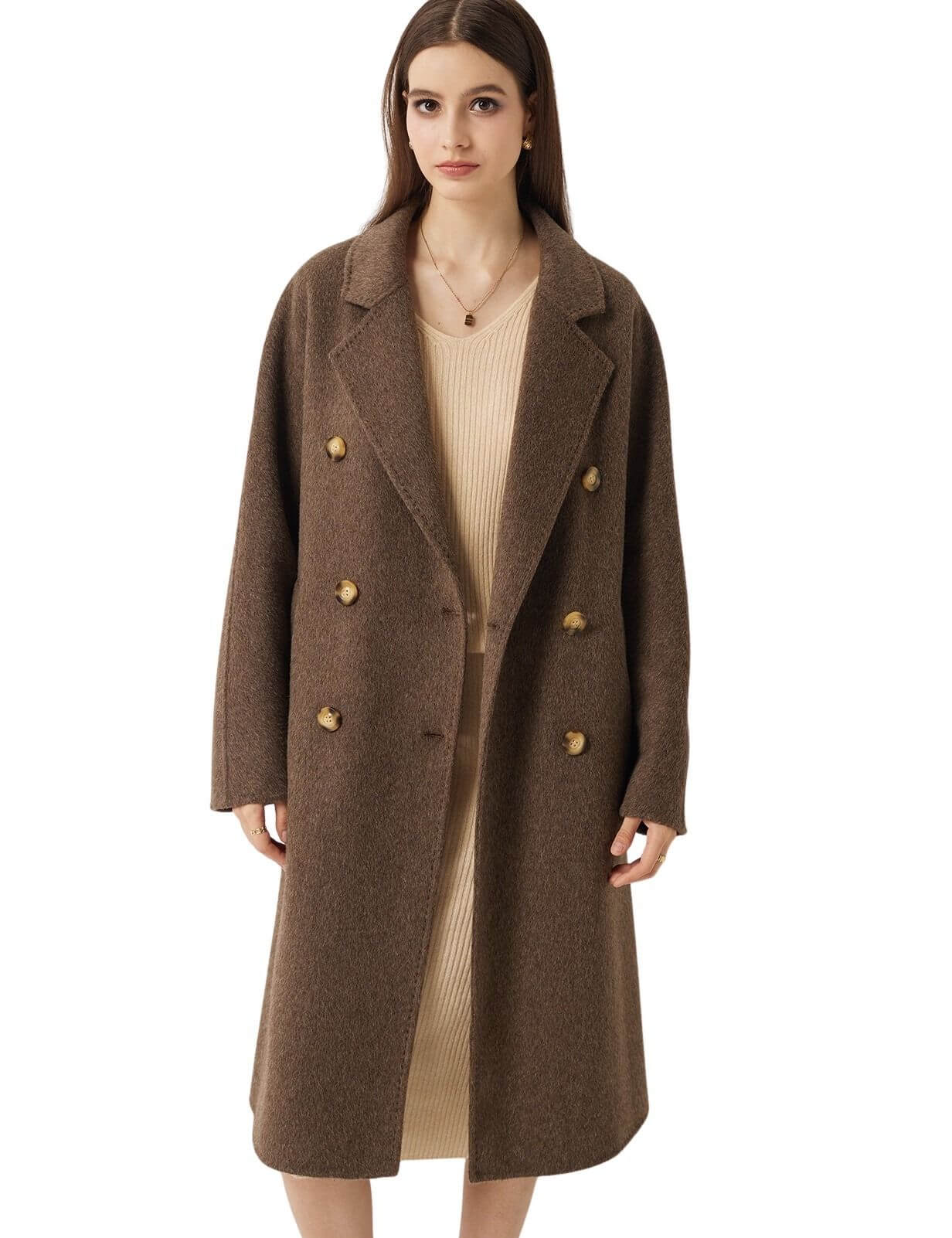 100% Merino Wool Fall Winter Long Pea Coat