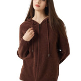 30% Cashmere 70% Merino Wool Zip Hooded Cardigan