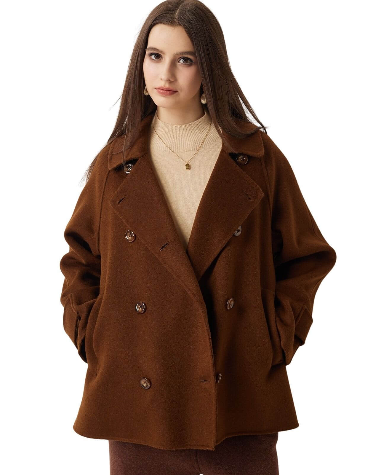 100% Merino Wool Double Breasted Loose Coat