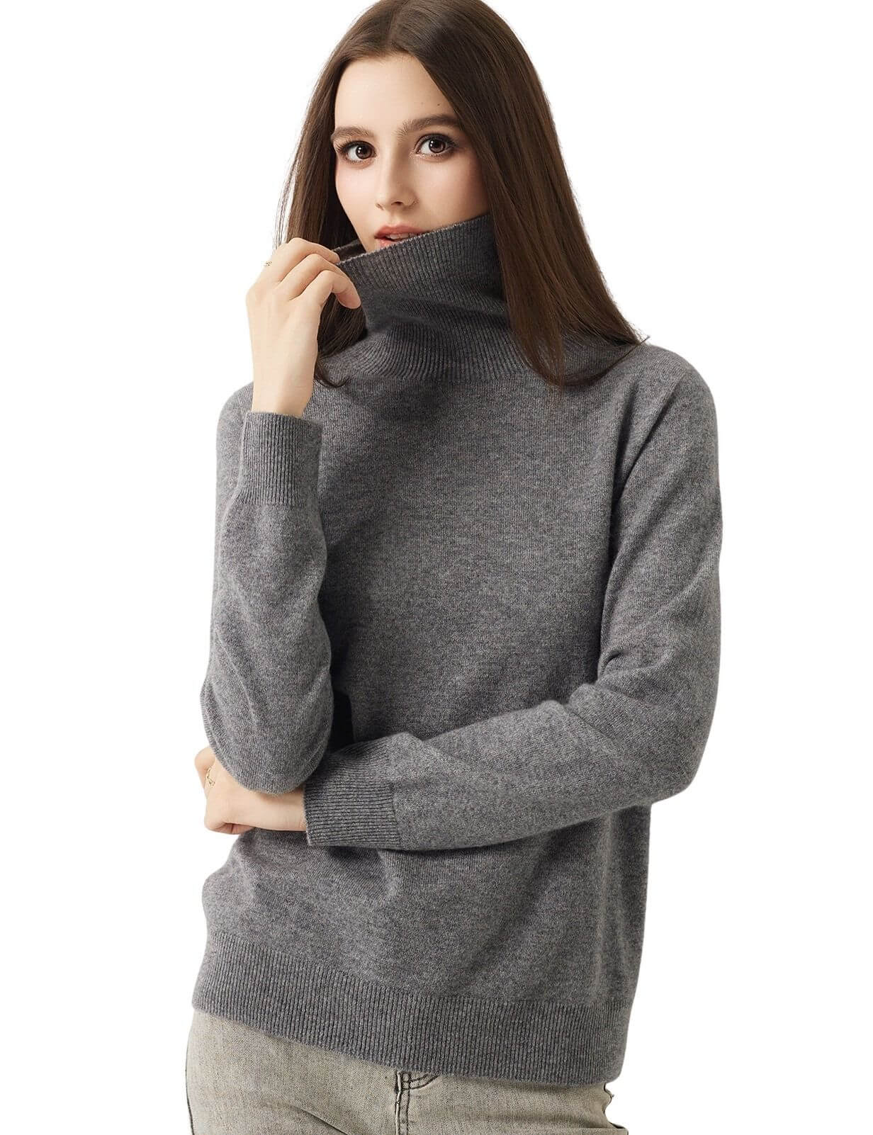 30% Cashmere 70% Merino Wool Seamless Turtleneck Sweater
