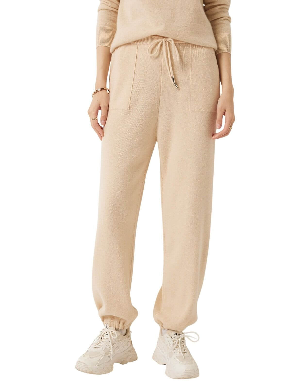 30% Cashmere,70% Merino Wool High Waist Sweatpants