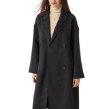 100% Merino Wool Double-Breasted Long Coat