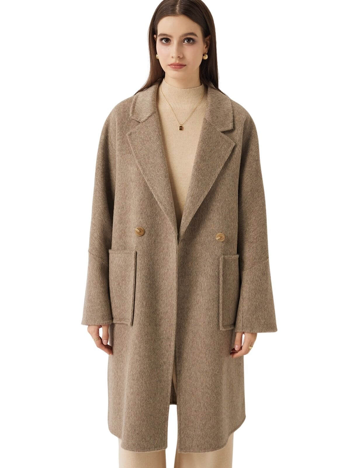 Double Breasted 100% Merino Wool Long Coat