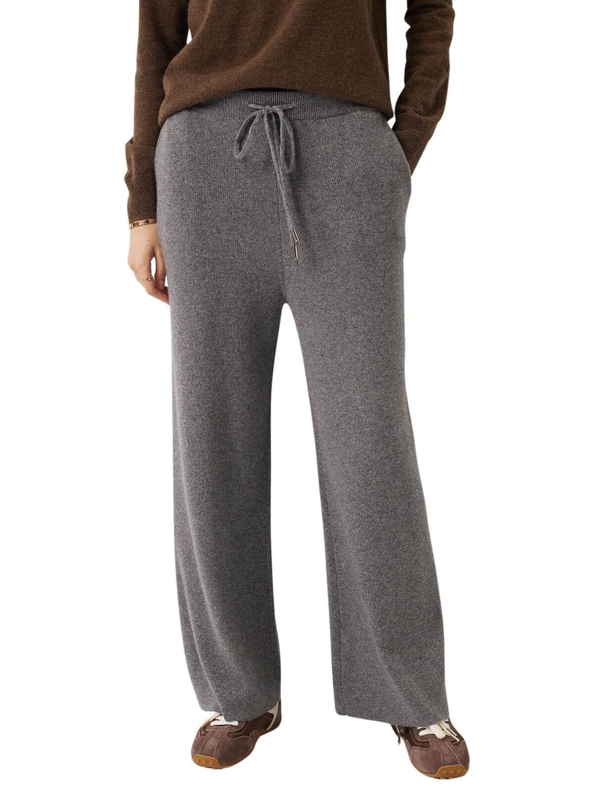 30% Cashmere,70% Merino Wool Wide Leg Sweatpants
