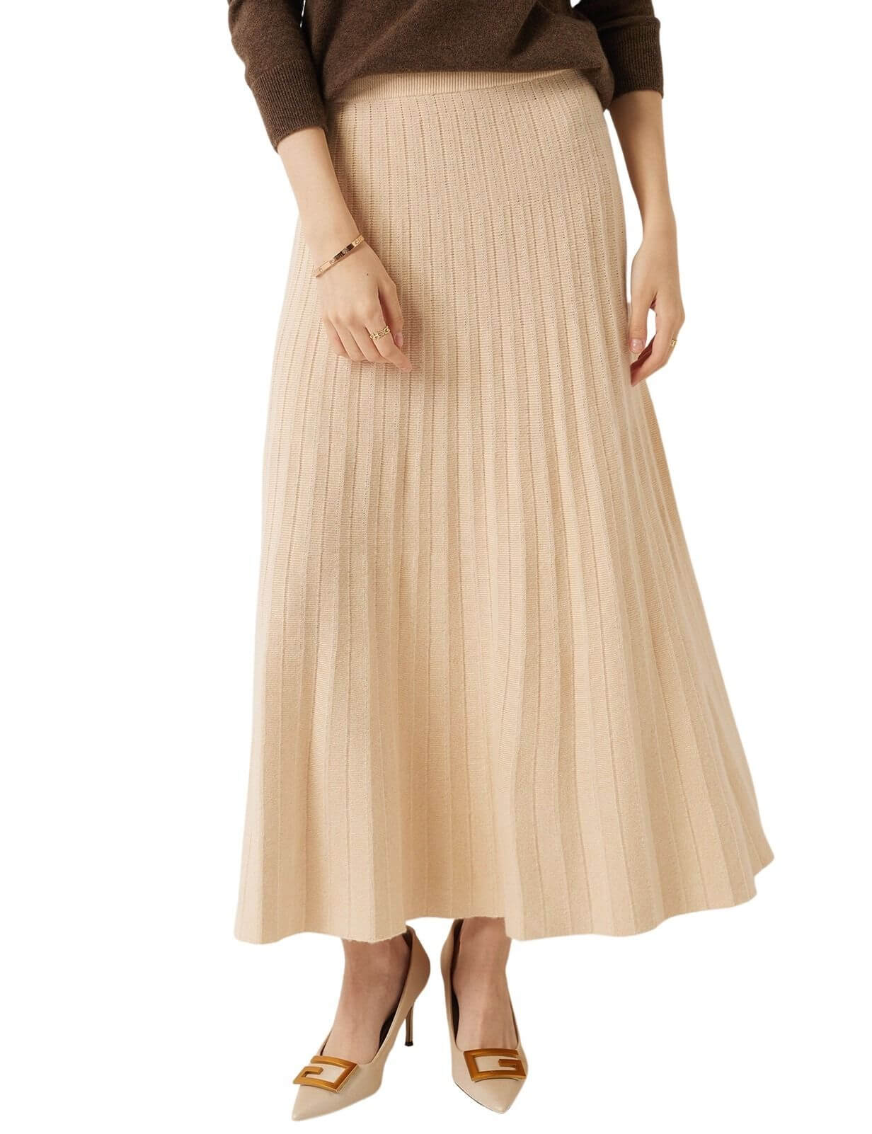 30% Cashmere and 70% Merino Wool Pleated Skirt