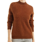 Chanyarn Women's 100% Merino Wool Luxury Soft Fall Winter Warm Long Sleeve Mock Neck Brushed Fuzzy Pullover Sweater