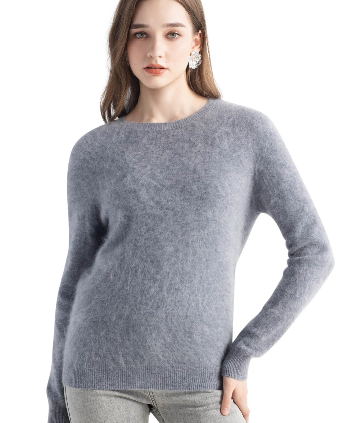 Chanyarn Women's 100% Cashmere Sweater Luxury Hairy Warm Tops Crewneck 2025 Fall Winter Long Sleeve Soft Knit Pullover