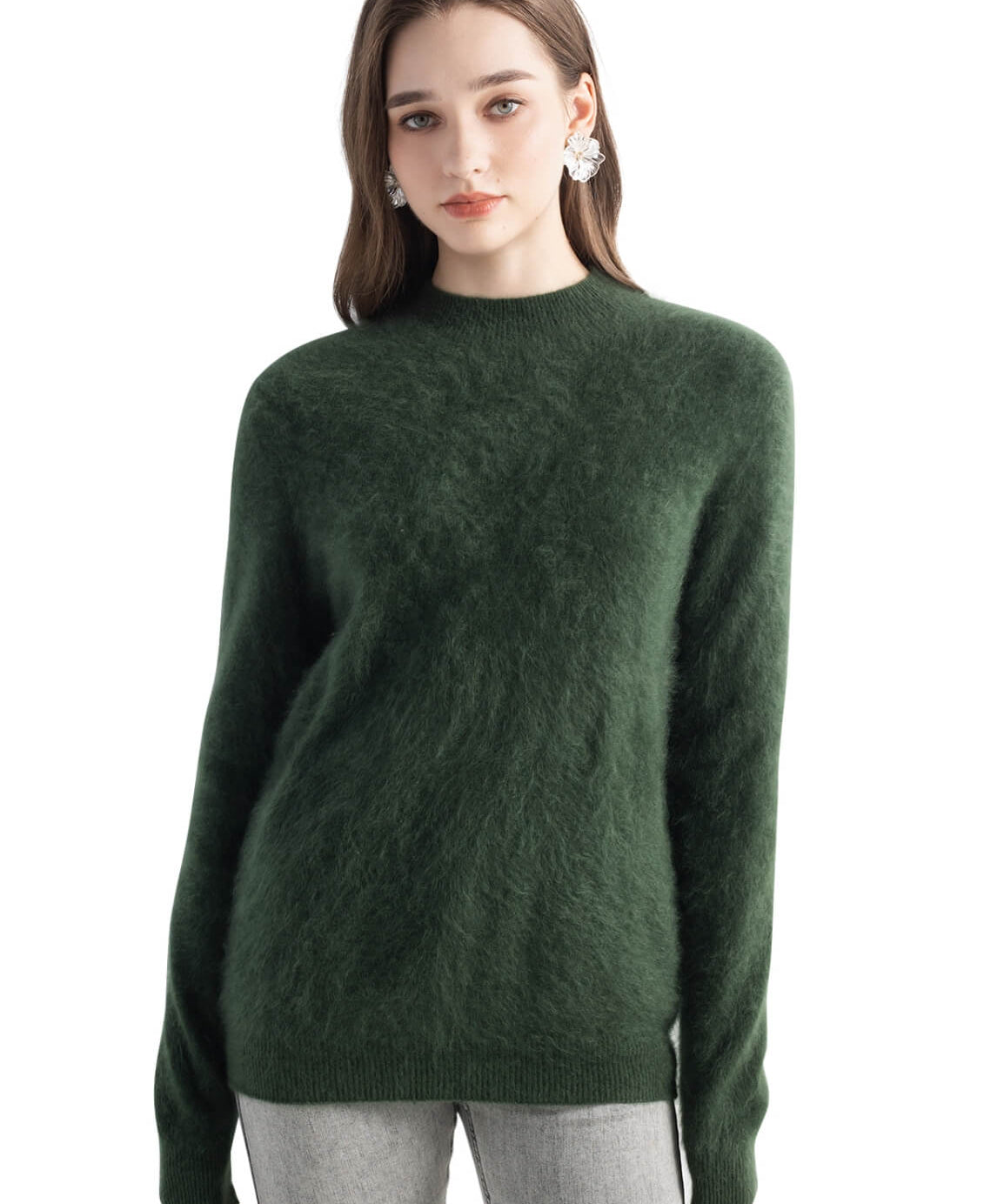 Chanyarn Women's 100% Cashmere Sweater Luxury Hairy Warm Top Mock Neck 2025 Fall Winter Long Sleeve Soft Knit Pullover