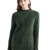 Chanyarn Women's 100% Cashmere Sweater Luxury Hairy Warm Top Mock Neck 2025 Fall Winter Long Sleeve Soft Knit Pullover
