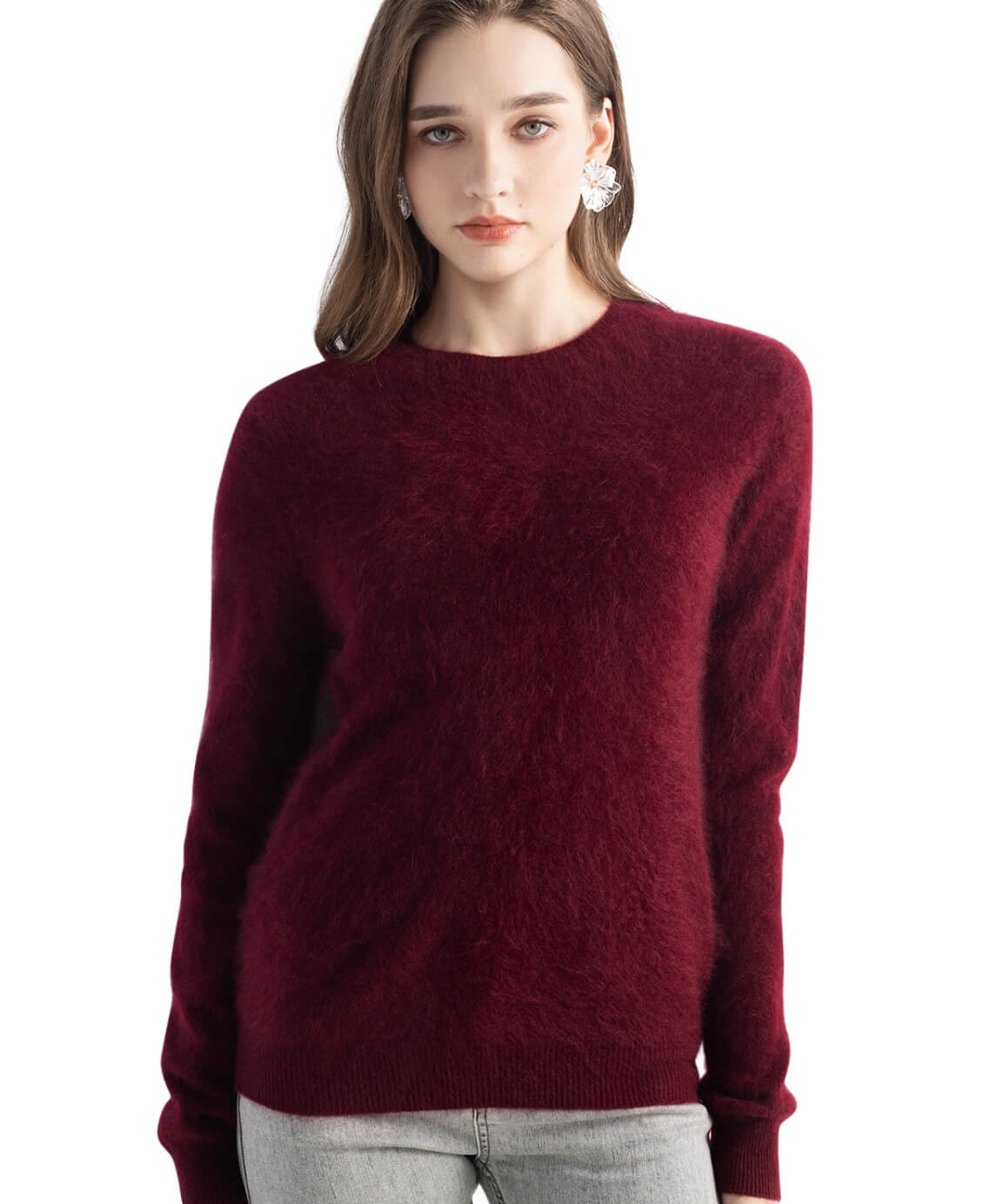 Chanyarn Women's 100% Cashmere Sweater Luxury Hairy Warm Tops Crewneck 2025 Fall Winter Long Sleeve Soft Knit Pullover