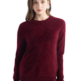 Chanyarn Women's 100% Cashmere Sweater Luxury Hairy Warm Tops Crewneck 2025 Fall Winter Long Sleeve Soft Knit Pullover