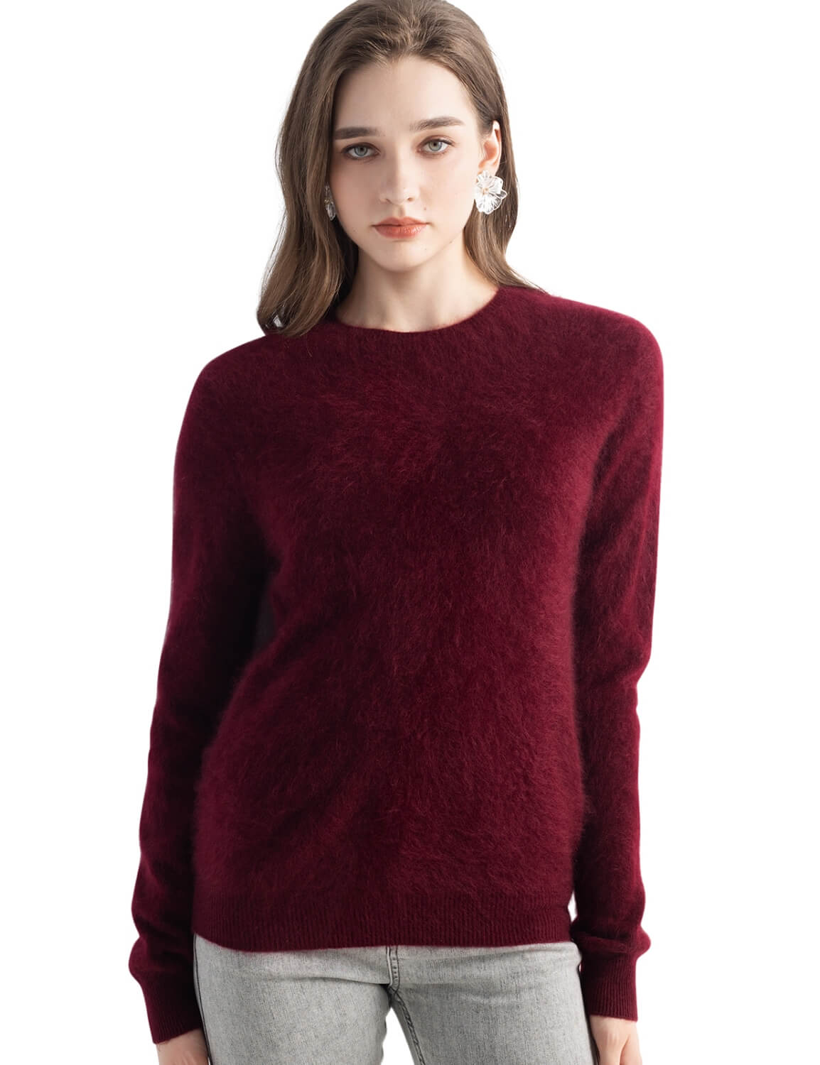 100% Cashmere Brushed Crew Neck Sweater