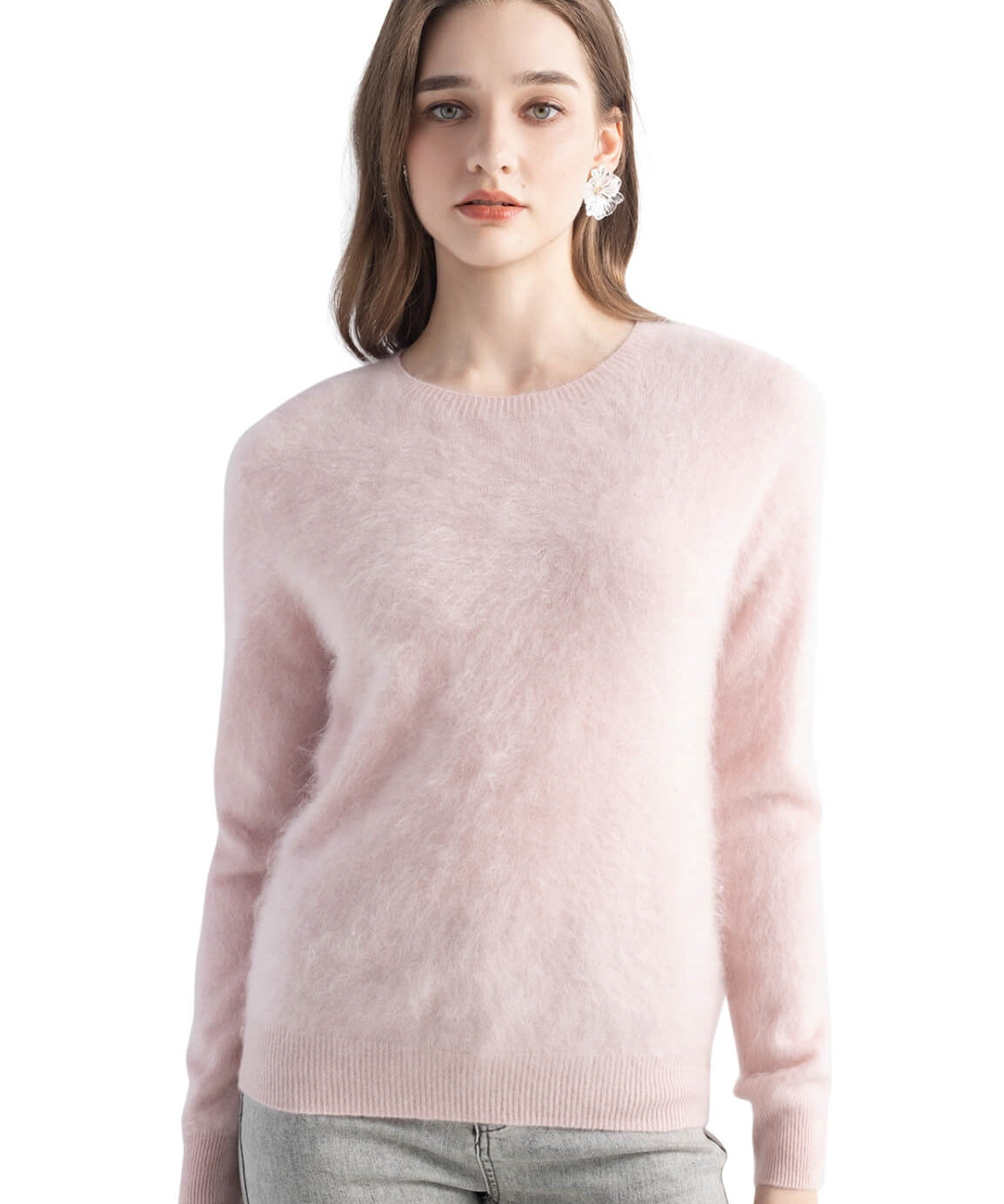 Chanyarn Women's 100% Cashmere Sweater Luxury Hairy Warm Tops Crewneck 2025 Fall Winter Long Sleeve Soft Knit Pullover