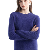 Chanyarn Women's 100% Cashmere Sweater Luxury Hairy Warm Tops Crewneck 2025 Fall Winter Long Sleeve Soft Knit Pullover