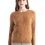 Chanyarn Women's 100% Cashmere Sweater Luxury Hairy Warm Tops Crewneck 2025 Fall Winter Long Sleeve Soft Knit Pullover