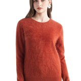 Chanyarn Women's 100% Cashmere Sweater Luxury Hairy Warm Tops Crewneck 2025 Fall Winter Long Sleeve Soft Knit Pullover