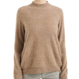 Chanyarn Women's 100% Merino Wool Luxury Soft Fall Winter Warm Long Sleeve Mock Neck Brushed Fuzzy Pullover Sweater