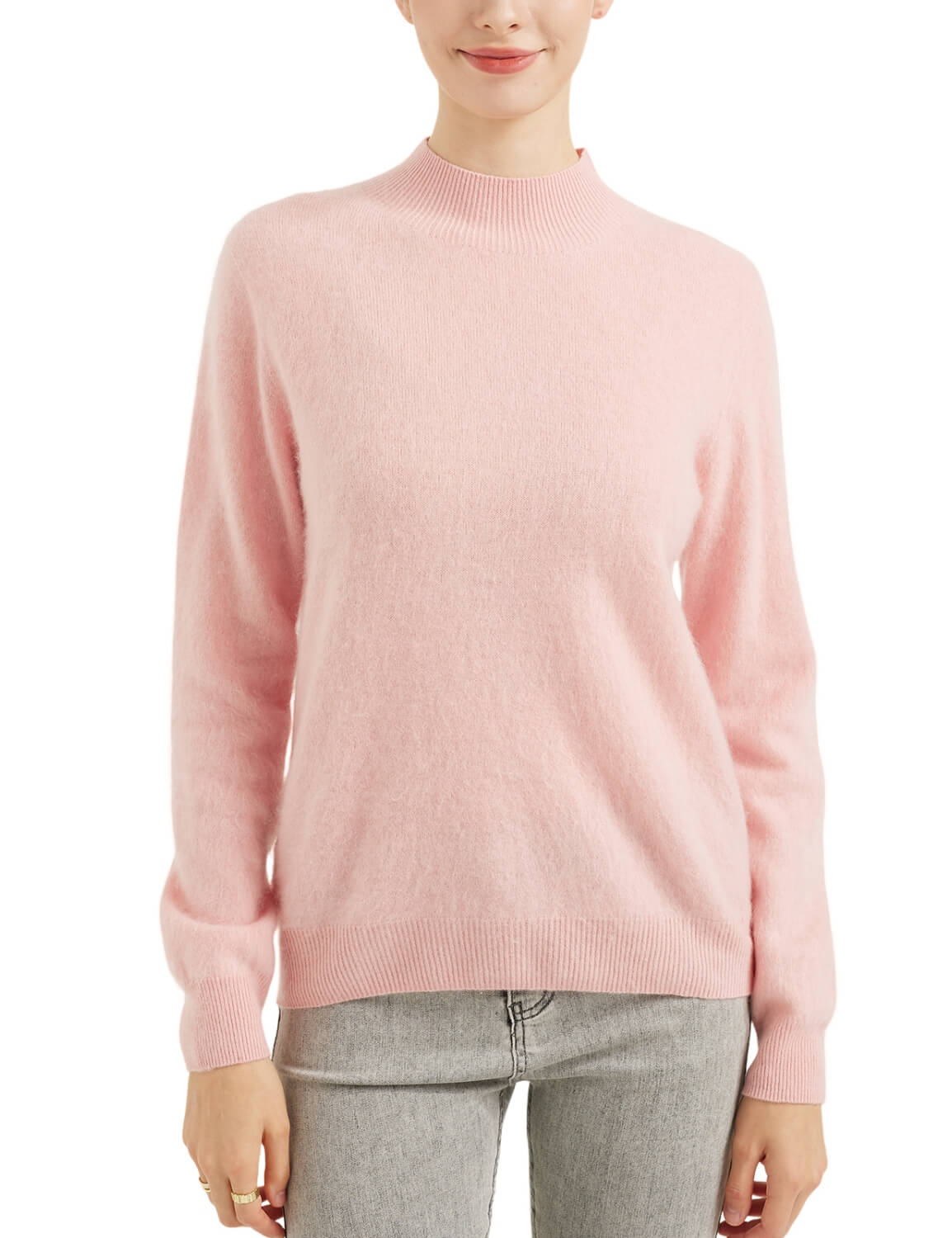 Chanyarn Women's 100% Merino Wool Luxury Soft Fall Winter Warm Long Sleeve Mock Neck Brushed Fuzzy Pullover Sweater