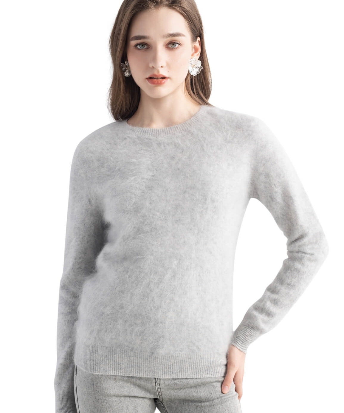 Chanyarn Women's 100% Cashmere Sweater Luxury Hairy Warm Tops Crewneck 2025 Fall Winter Long Sleeve Soft Knit Pullover