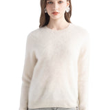 Chanyarn Women's 100% Cashmere Sweater Luxury Hairy Warm Tops Crewneck 2025 Fall Winter Long Sleeve Soft Knit Pullover