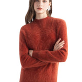 Chanyarn Women's 100% Cashmere Sweater Luxury Hairy Warm Top Mock Neck 2025 Fall Winter Long Sleeve Soft Knit Pullover