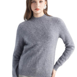 Chanyarn Women's 100% Cashmere Sweater Luxury Hairy Warm Top Mock Neck 2025 Fall Winter Long Sleeve Soft Knit Pullover