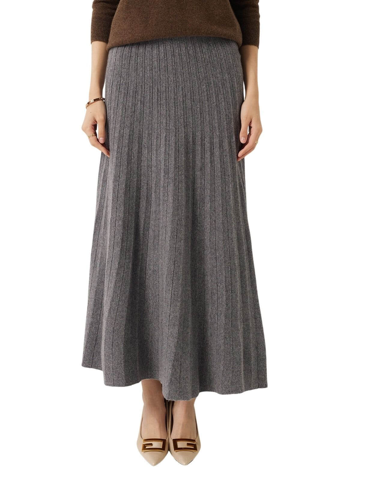 30% Cashmere and 70% Merino Wool Pleated Skirt