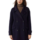 Double-Breasted 100% Merino Wool Mid Pea Coat