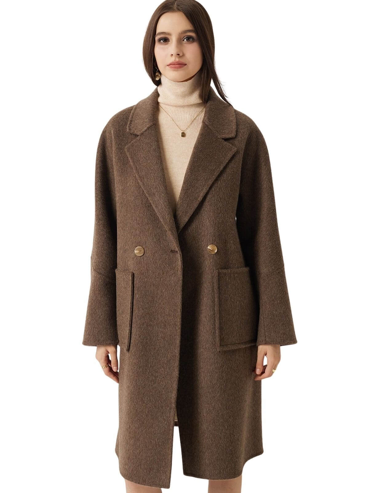 Double Breasted 100% Merino Wool Long Coat