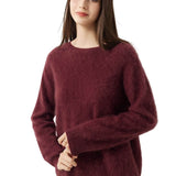 Suéter sem costura 100% lã Merino com gola redonda