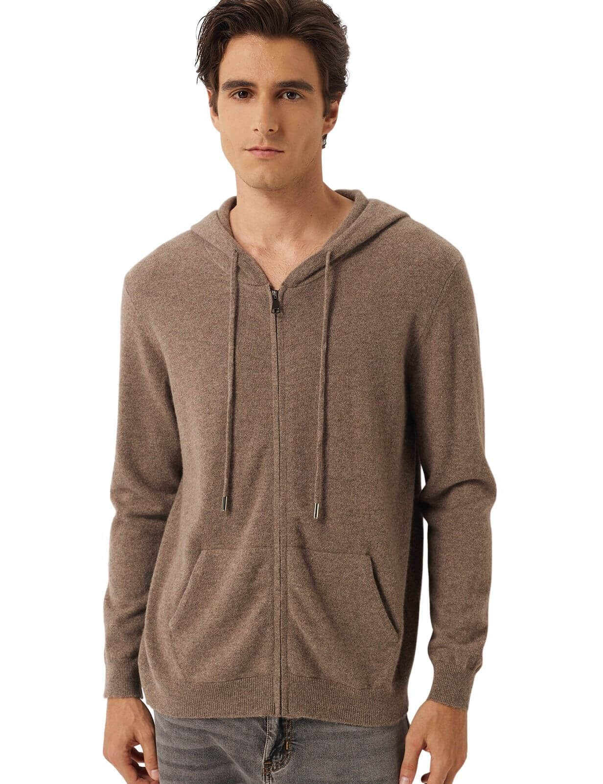 100% Cashmere Hoodies Knit Cardigan Sweater