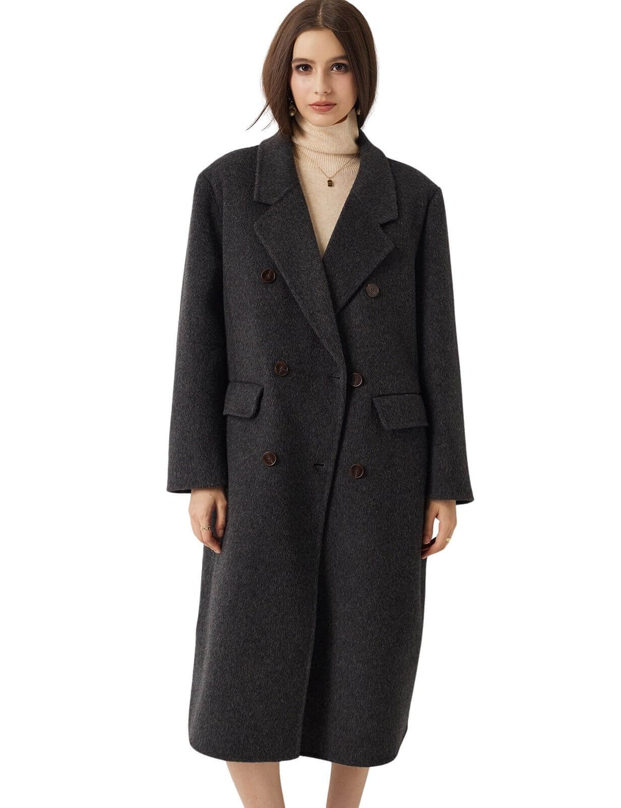 Double-Breasted 100% Merino Wool Pea Coat