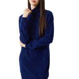 100% Merino Wool Turtleneck Knit Sweater Dress